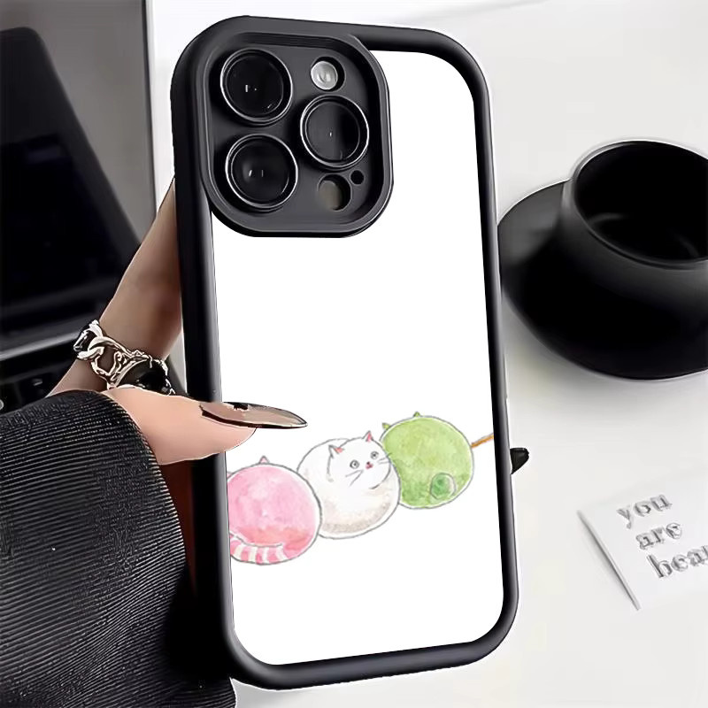 Keramik Handyhülle mit Katzen-Motiv und Anti-Drop-Schutz für iPhone 11 bis iPhone 16 Pro Max in Beige - Bild 3