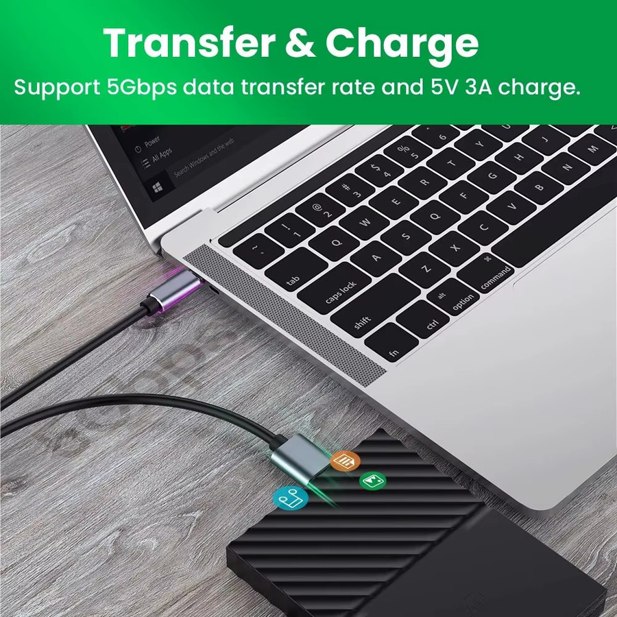 USB 3.0 Typ-C auf Micro-B Datensynchronisationskabel für externe Festplatten und SSDs in Schwarz und Grau - Bild 3