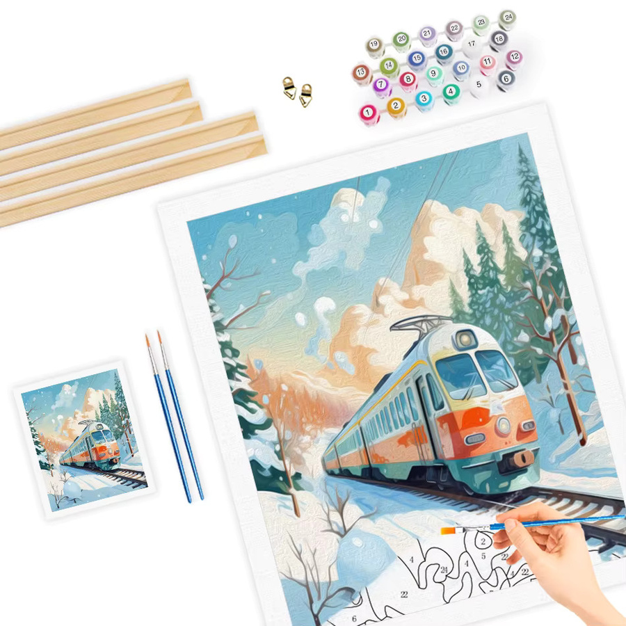 RUOPOTY Malen nach Zahlen Set mit abstrakter Winter-Illustration auf Leinwand, Mehrfarbig - Bild 3
