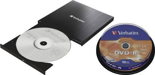 Verbatim Slimeline Externes DVD-Laufwerk mit USB-C Anschluss in Schwarz - Bild 1