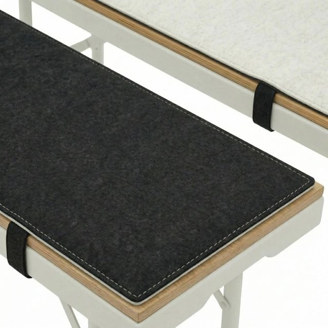 DuneDesign 2 Bierbank Polster aus Filz und Polyester, Farben: Anthrazit, Weiß und Schwarz, B/T/H: 220 x 25 cm - Bild 1