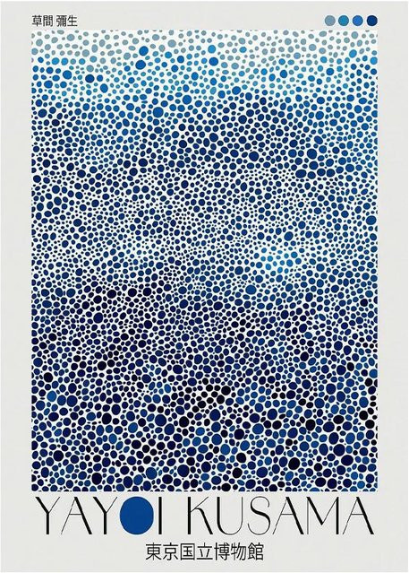 DIMENGQI Leinwandbild Japandi Botanische Blumen im Yayoi Kusama Stil, Buntes Tokyo Museum Wandkunst, Breite: 40 cm, Höhe: 60 cm - Bild 1
