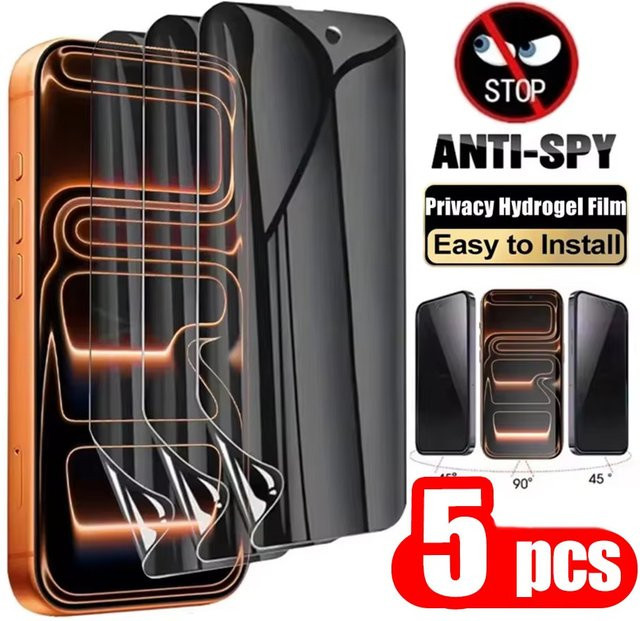 Anti-Spion Hydrogel Displayschutzfolie für Apple iPhone 11 12 13 14 15 16 17 Pro Max Plus XR XS in Transparent - Bild 1