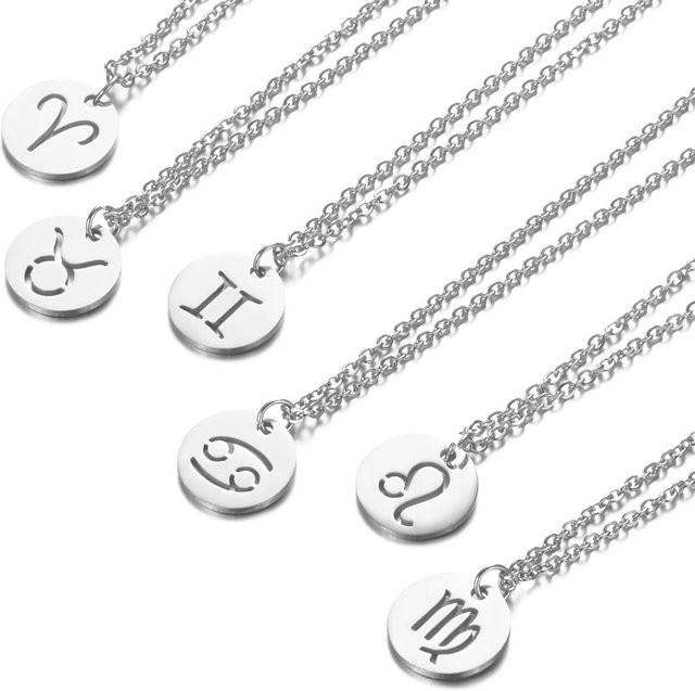 Weyena Halskette Edelstahl, Silber, Sternzeichen Charms, Unisex - Bild 1