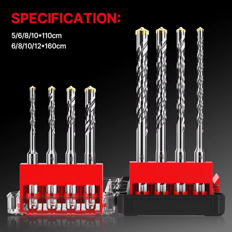 HUHAO 8-teiliges Set elektrischer Hammerbohrer mit 4-schneidigen Kreuz-Schlagbohrern für Beton, Zement, Wände und Mauerwerk - Bild 3