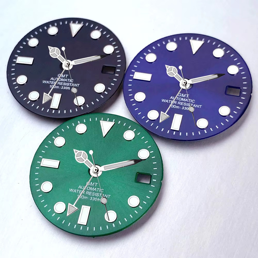 Matelion Uhrenzifferblatt, Schwarz Grün Blau, 29 mm, Automatikwerk, Herren - Bild 4