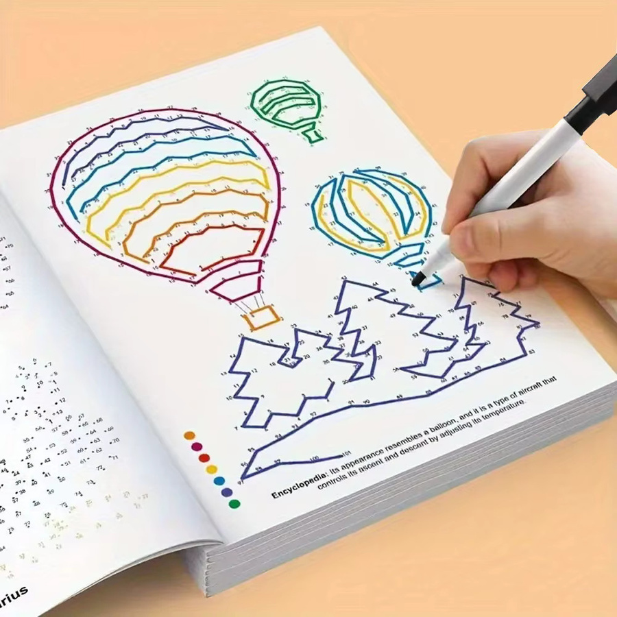 Aktivitätsbuch mit Punkt-zu-Punkt-Mustern, Malvorlagen, Labyrinthspiel, 1-teiliges Set - Bild 1