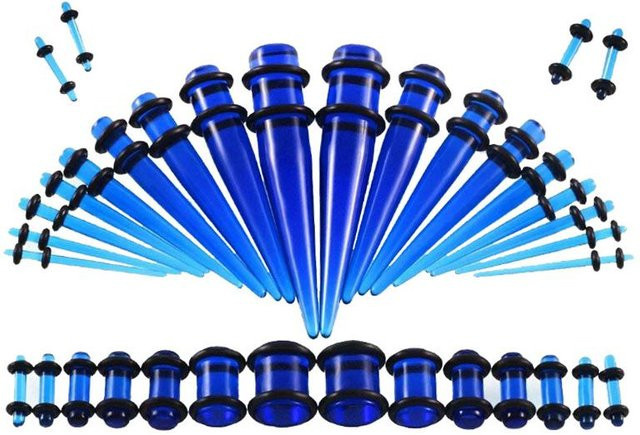 Ohrdehnungs-Set Acryl, navy blau, Damen - Bild 1