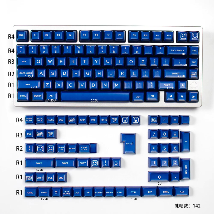 Venit Keys Klein Blue Translucente Double-Shot Tastenkappen im SA-Profil für mechanische Tastaturen mit MX-Schaltern, Farbe: Blau - Bild 4