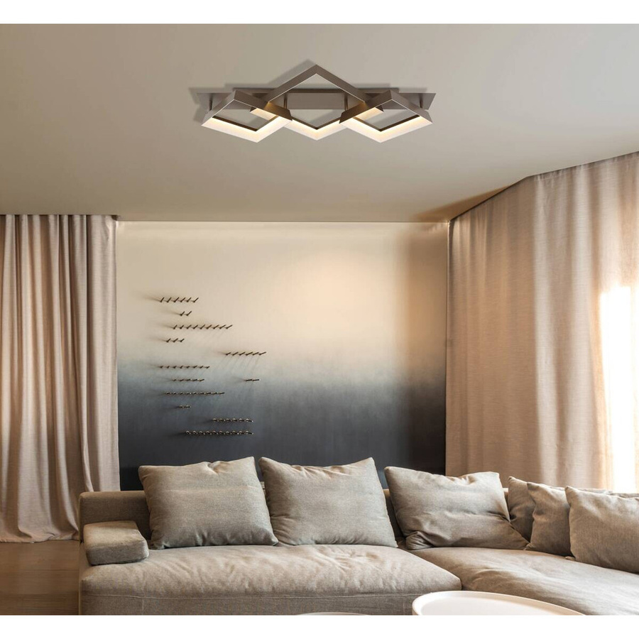 GLOBO Deckenleuchte SYRAKUS in Kaffee, modernem Design aus Metall und Kunststoff, B/H/T: 49,5 x 12 x 85 cm - Bild 2