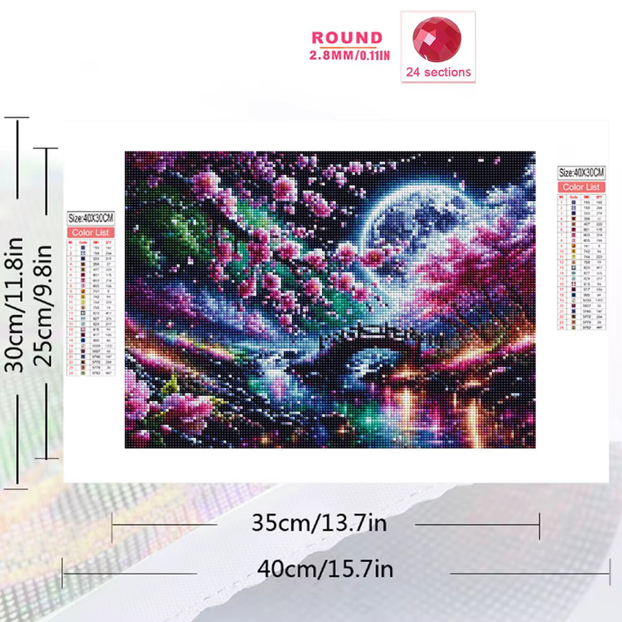 Momoart Diamant-Gemälde Brücke und Flusslandschaft als DIY Blumenmosaik für Erwachsene in Multicolour - Bild 2