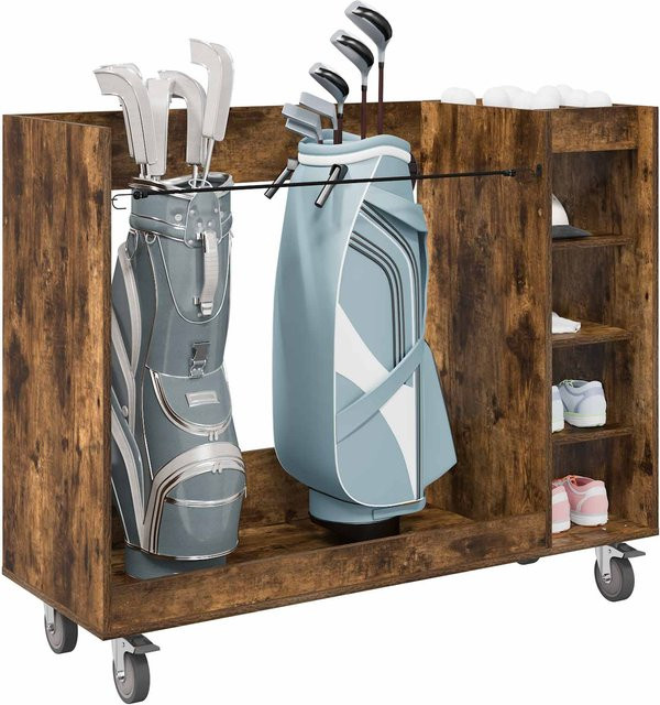 VD Home Furnishing Golfschrank mit Rädern in Rauch-Eiche-Finish, Farbe Braun, B/T/H: 120 x 45 x 98 cm - Bild 1