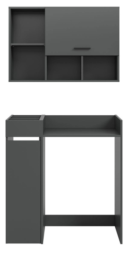 Waschmaschinenumbau Set Flexy in Grau, moderner Schrank mit Soft-Close-Türen und Regalfächern, B/H: 95 x 195 cm - Bild 5