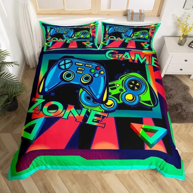 Bettwäscheset Your Warm Home mit Gamepad-Design für Jugendliche, 3-teilig, Mehrfarbig, B/H: 180 x 210 cm, inklusive Kissenbezug 50 x 70 cm - Bild 1