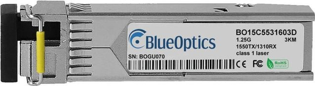 BlueOptics SFP Bidi Transceiver Singlemode Gigabit Highspeed für Glasfaser Netzwerke, kompatibel mit Comnet SFP-48B, Farbe: Silber - Bild 1