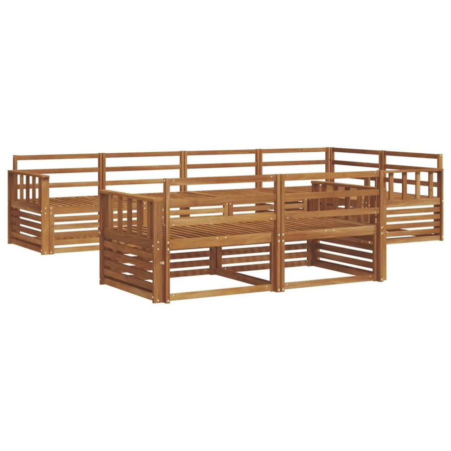 vidaXL Outdoor-Sofagarnitur 7-teilig aus Akazienholz in Braun mit L-Form und Polstern - Bild 2