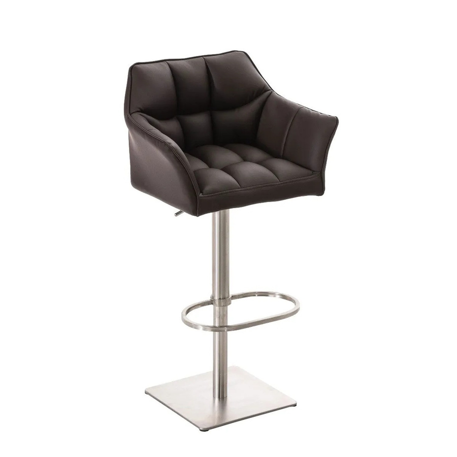 DELUKE Barhocker SIHAR in Braun aus Kunstleder mit Lehne, höhenverstellbar und drehbar, B/T/H: 64 x 45 x 88 cm - Bild 2