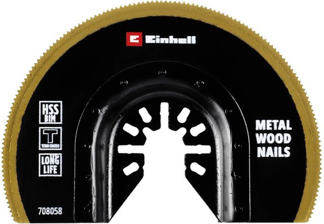 Einhell Bimetall Sägeblatt BiM Titanbeschichtung Halbrund für Metalle, Holz und Kunststoff, Farbe: Gold, Durchmesser: 88 mm - Bild 1