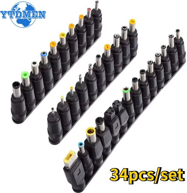 YTDMEN Universal DC Netzteil Stecker Set in Schwarz mit 8 bis 34 verschiedenen Adaptern für Notebook und Laptop Ladegeräte, 5,5 mm x 2,1 mm - Bild 1