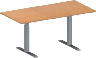 Schäfer Shop Genius Konferenztisch MODENA FLEX in Buche und Weißaluminium, Rechteck mit T-Fuß Rechteckrohr, höhenverstellbar, B: 160 cm, T: 80 cm, H: 65-85 cm - Bild 1