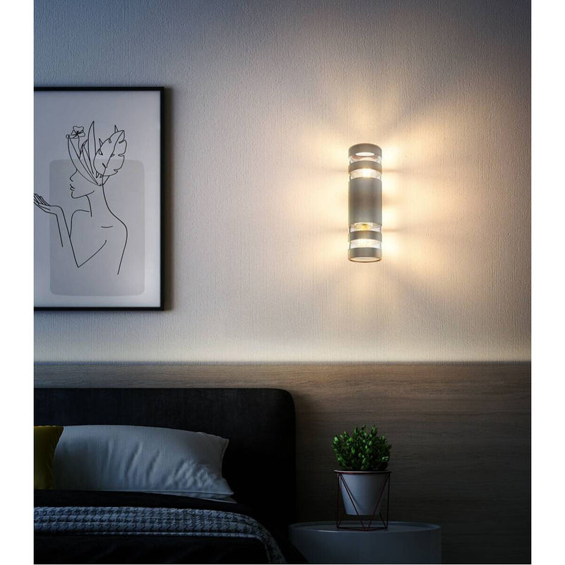 Globo Lighting Wandleuchte Up-Down in Anthrazit mit klarem Glas und Kunststoff, B/H: 6,5 x 22 cm, E27, 2 Fassungen - Bild 2