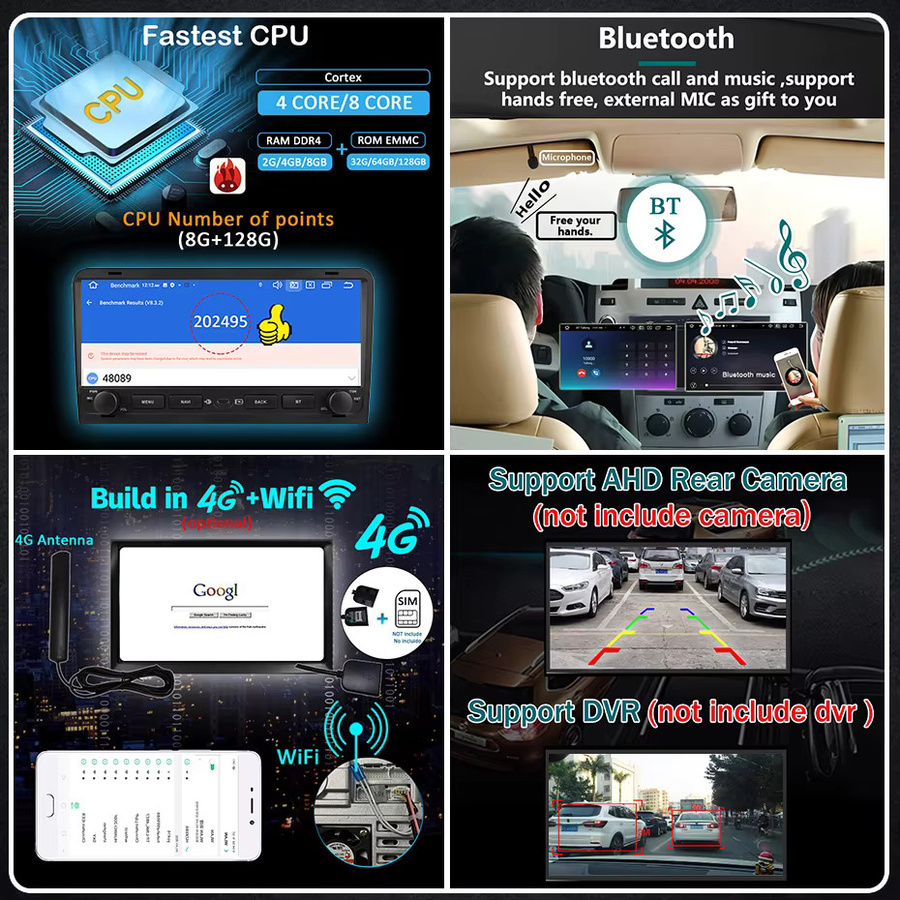 Aycetry Android 15 Autoradio mit 10,26 Zoll Bildschirm für Audi A3 8P S3 RS3 2003-2012, Kabelloses CarPlay, Bluetooth und GPS, Multimedia-Player in Schwarz - Bild 5