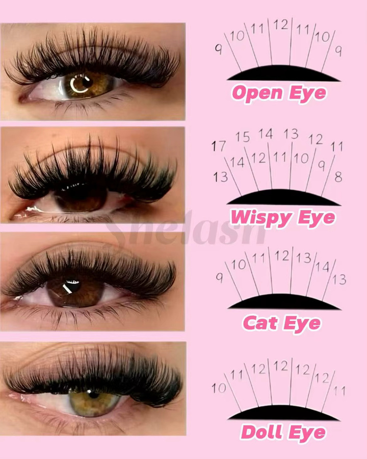 WINKLURE Wimpernverlängerungsset, 800 Stück, Wispy Einzelwimpern Mix 9-18mm - Bild 3