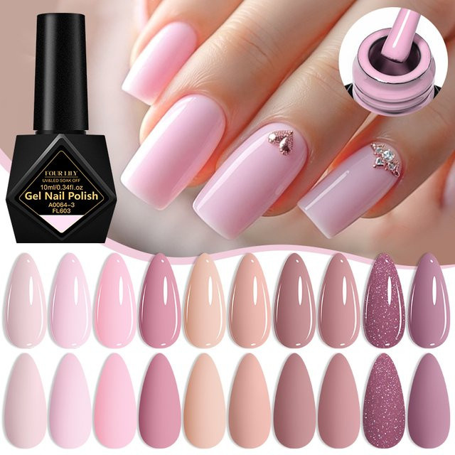 Four Lily Gel Nagellack, Nude Pink, Glänzend, 10 ml - Bild 1