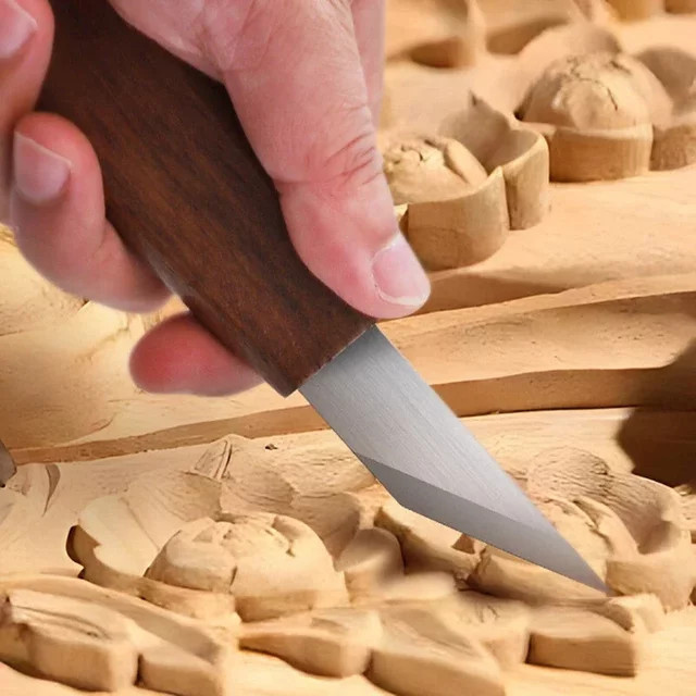 Allsome Präzisions-Schnitzmesser mit scharfer Spitze und Walnussholzgriff oder Bambusgriff für die Holzbearbeitung und Skulpturarbeit - Bild 1