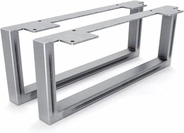 HEVVA Möbelfüße GRAZ 2er Set aus Rohstahl in Silber Matt, Höhe: 15 cm, Tiefe: 40 cm - Bild 1