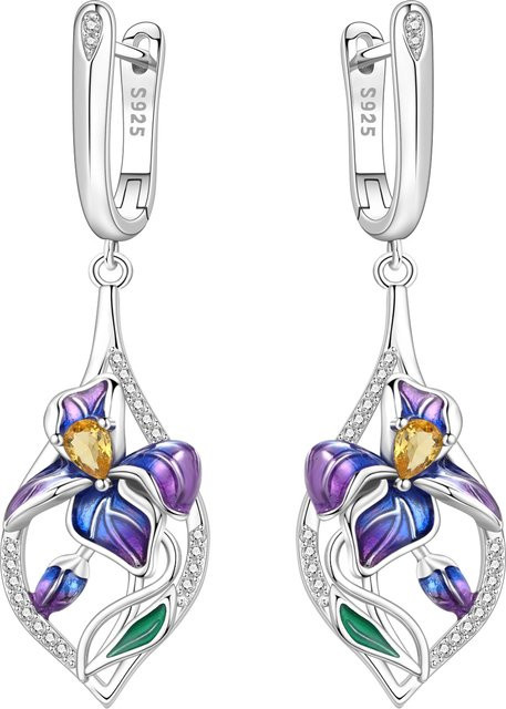 Orstarry Ohrringe, 925 Silber, Schmetterling, Blumen, Damen - Bild 1