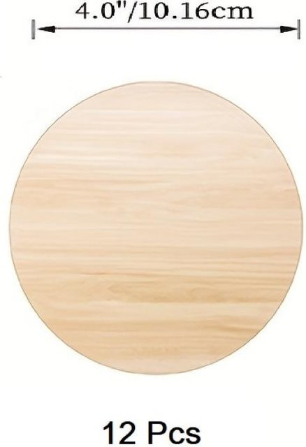12er-Pack Runde Holzscheiben aus Holz für DIY-Dekoration und Partydeko, Beige, Dicke: 4 mm - Bild 1