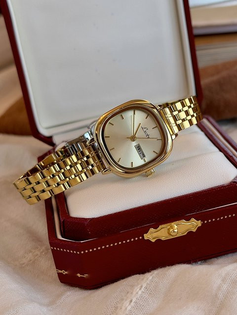 LSVTR Armbanduhr, Gold, Edelstahl, Eckig, Quarz, Datum, Damen - Bild 1