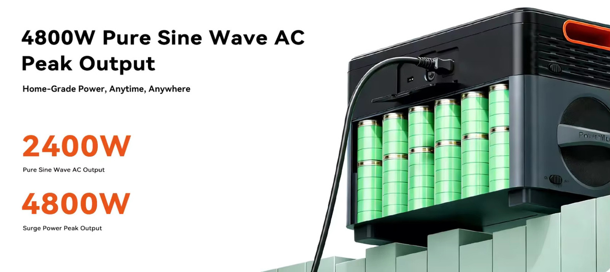 OSCAL Power Max 2400SE Tragbare Powerstation mit 2400W Ausgangsleistung, 2016Wh Kapazität und LiFePO4 Akku in Schwarz - Bild 4