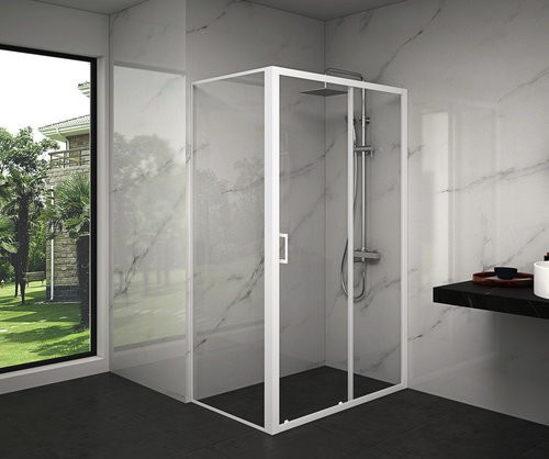 Aurlane Glasdusche Factory Front Weiß, rechteckig, Schiebetür, B/T/H: 80 x 80 x 200 cm - Bild 2