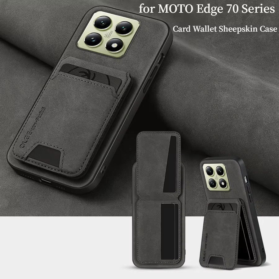Schafsleder Kartenetui Hülle für Motorola Moto G-Serie in Grau - Bild 2