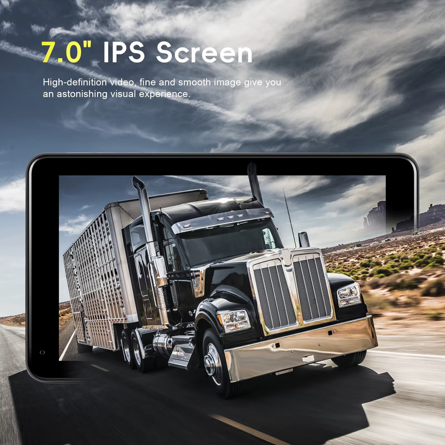 Leekooluu Automonitor mit 7-Zoll-IPS-HD-Display und kabelloser Solar-Rückfahrkamera in Schwarz mit Weitwinkel, IP68 wasserdicht und BSD-Funktion - Bild 4