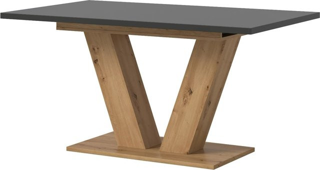 Inn.Furn Esstisch ausziehbar in Grau und Eiche, rechteckiger Esstisch modern mit X-Gestell - Bild 1