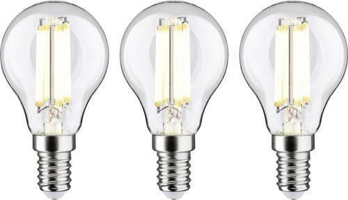 Paulmann LED Filament Leuchtmittel E14 Tropfenform, 2.5W, Warmweiß, Transparent, 3 Stück, Durchmesser: 45 mm, Höhe: 82 mm - Bild 1