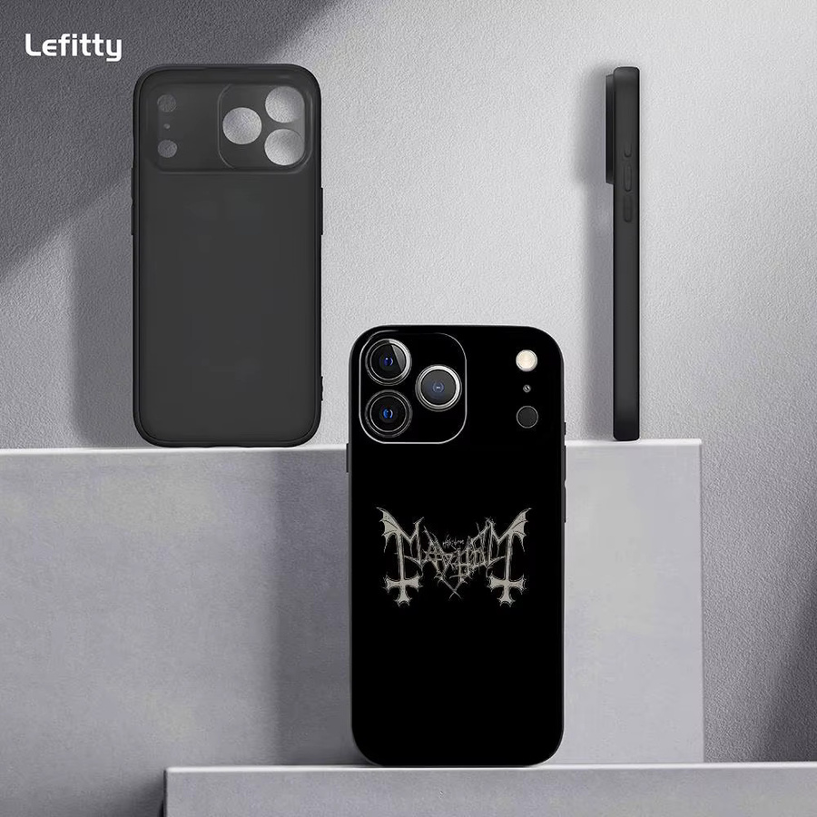 M-MAYHEMS Handyhülle mit Band Logo für iPhone 17 16 15 14 13 12 11 Pro Max Plus Mini in Schwarz Frosted Soft Shell - Bild 4
