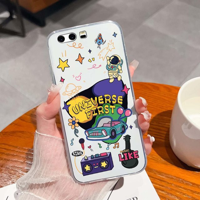 Handyhülle aus weichem Silikon TPU mit lässigem Muster für Huawei P10 Lite, P10 Plus und P10+ in Transparent/Multicolor - Bild 1