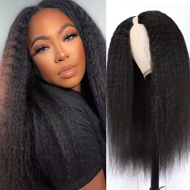 Liqusee Kinky Straight V-Part Perücke, Natur Schwarz, Clip-in, Damen - Bild 1