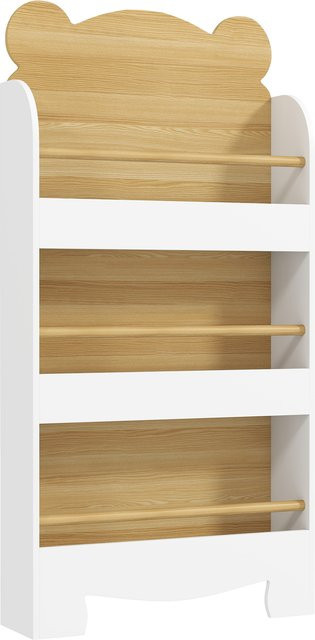 AIYAPLAY Bücherregal für Kinder aus Holz mit 3 Ablagen, Spielzeugregal für das Kinderzimmer, Weiß, B/T/H: 55 x 15 x 110 cm, Aosom - Bild 1