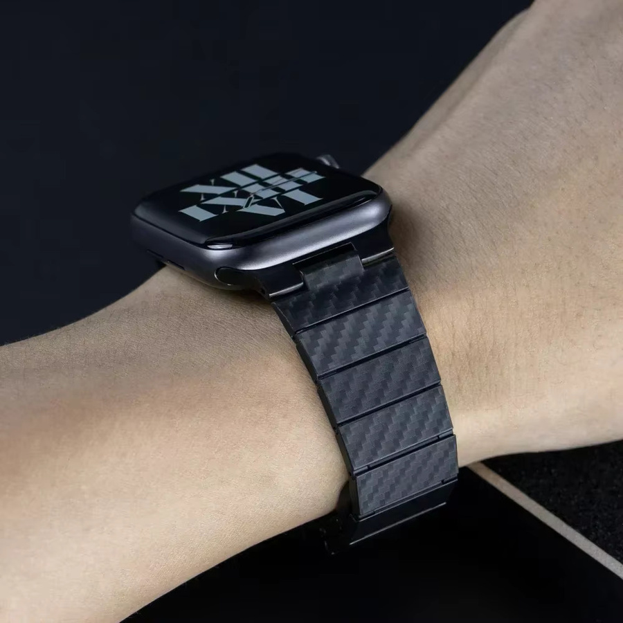 CAOWTAN Uhrenarmband, magnetisch, Kohlefaser, Schwarz, Unisex - Bild 3