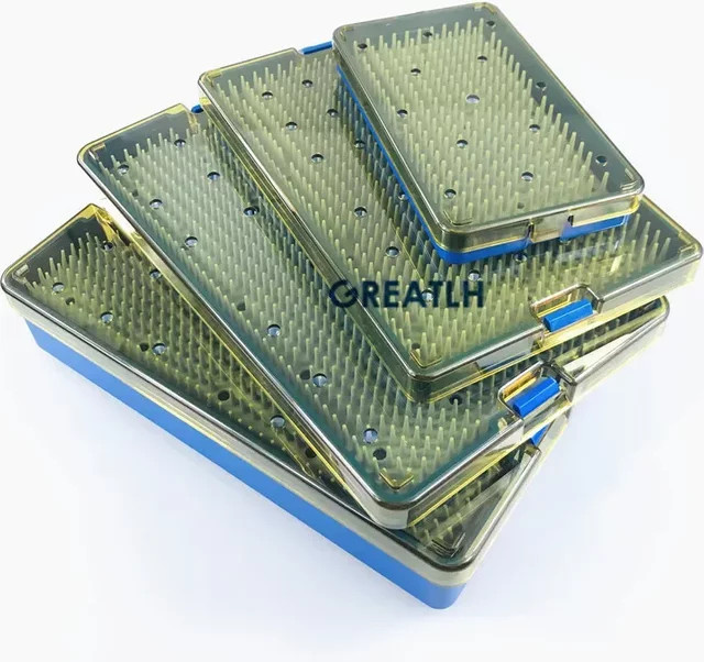 GREATLH Silikon-Desinfektionsbox mit Pad und Sterilisationstablett für chirurgische Instrumente, Blau - Bild 1