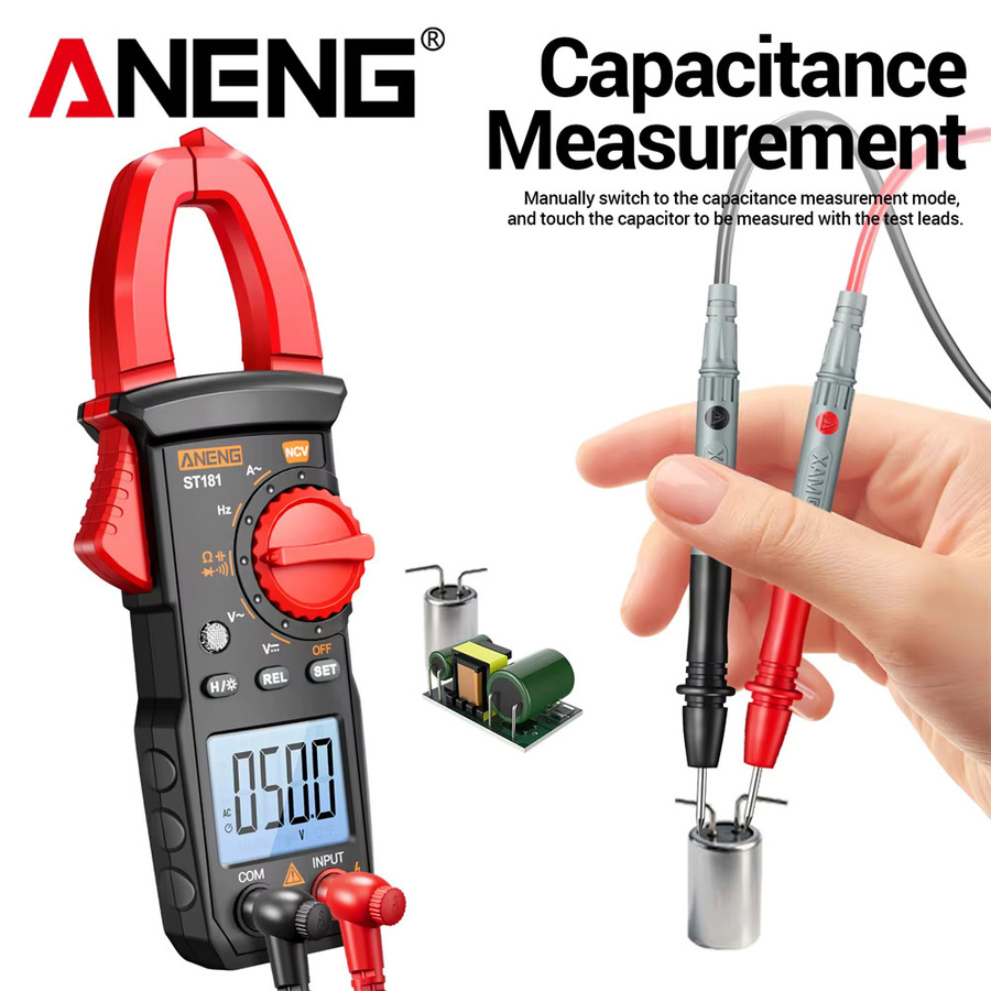 ANENG Elektriker Kit ST181+VD807 mit Zangenmessgerät Multimeter und NCV Spannungsprüfer in Schwarz - Bild 3