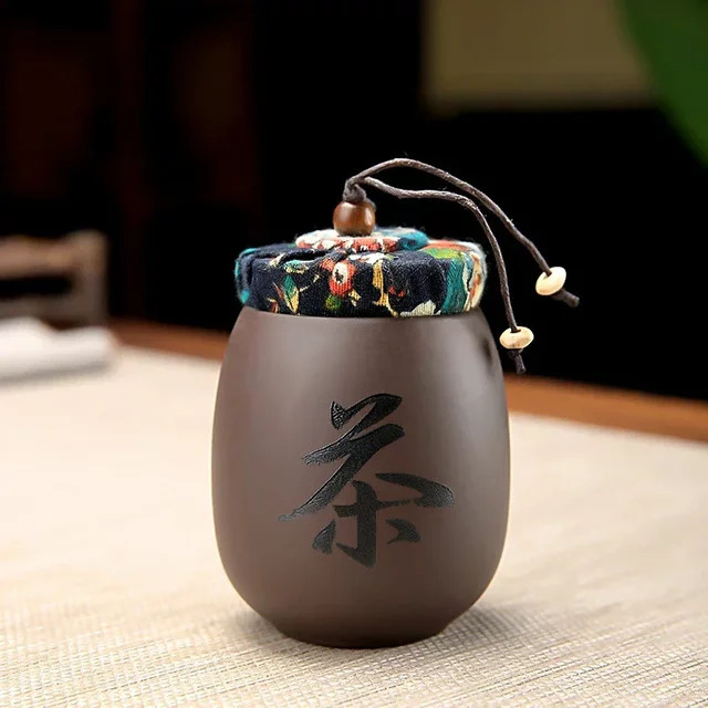 Lila Ton Teedose aus Keramik für Pu Erh Tee, tragbare Mini Reiseaufbewahrung mit Verschluss - Bild 1