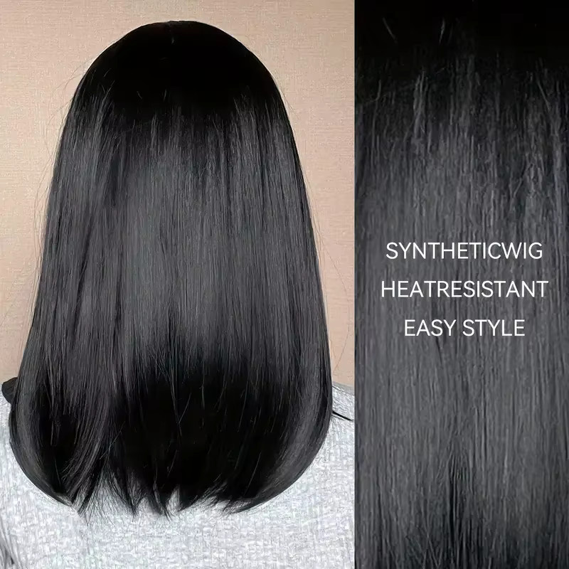 HAIRCUBE Haarperücke, schwarz, synthetisch, mittellang, glatt, mit Pony, Damen - Bild 4