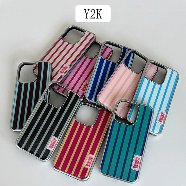 Potdemiel Luxuriöse Y2K Handyhülle mit buntem Streifenmuster für iPhone 11 bis iPhone 17 Pro Max, Transparent und Weich - Bild 1