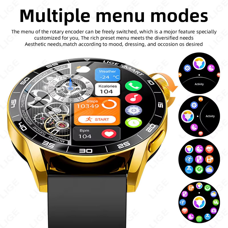 LIGE Smartwatch mit 1,38 Zoll HD-Display, Bluetooth Sprachanruf, Blutdruck- und Blutsauerstoff-Monitor, Sport- und Fitnessuhr für Männer und Frauen, Grau - Bild 6